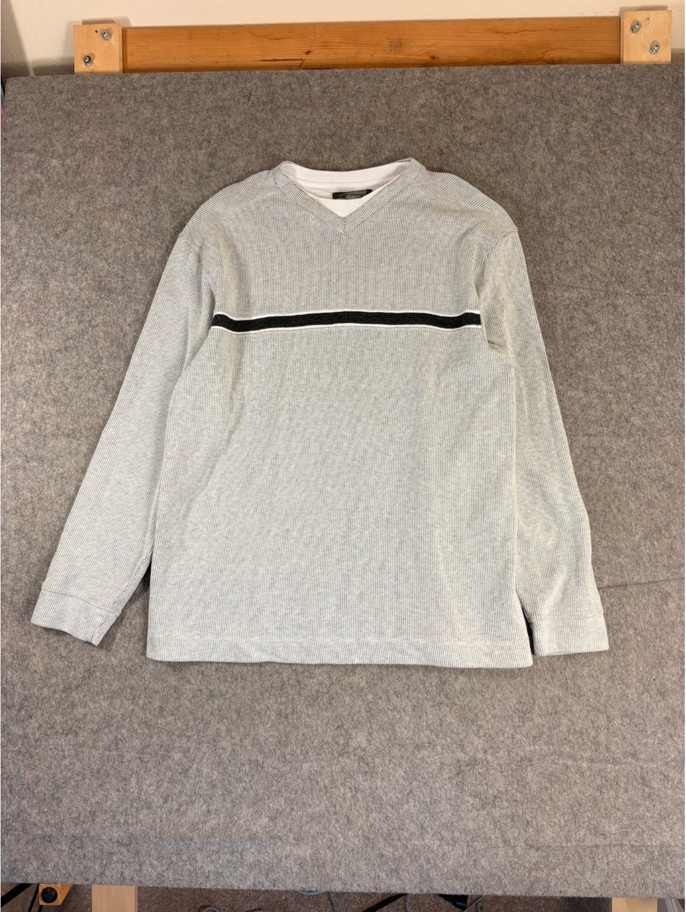 Vintage Method Long Sleeve Striped Shirt 90s Y2K Gray Large